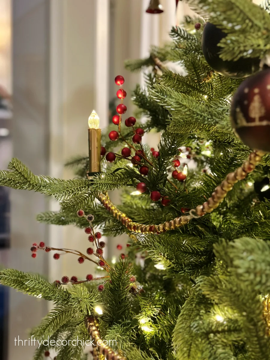 gold accents jewel toned Christmas tree